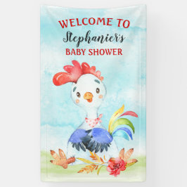 Watercolor Rooster Baby Showfarm Banner