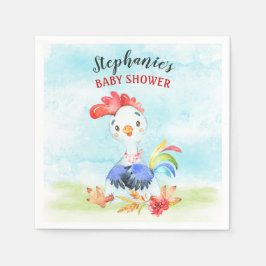Watercolor Rooster Baby Showfarm Serviette