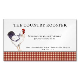 Watercolor Rooster Farmhouse Business Card Magnet
