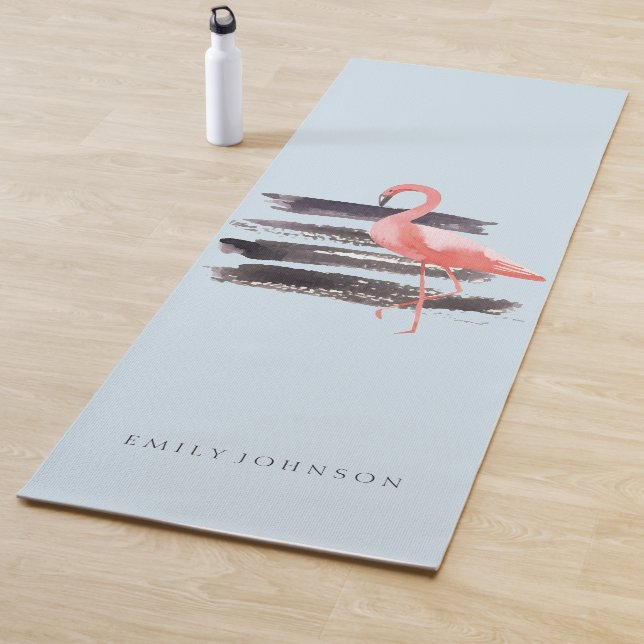 Watercolor-rosa Flamingo personalisiert Yogamatte (Beispiel)