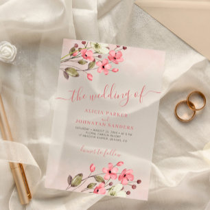 Watercolor Rosa florale elegante Drehbuch Boho Hoc Acryleinladungen