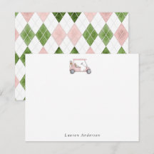 Watercolor Rosa Golfcart Golferin 