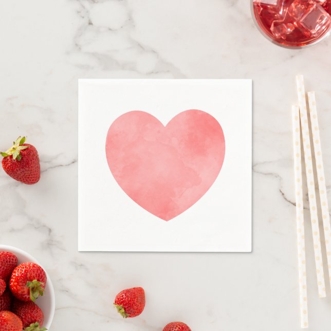 Watercolor rosa Herzdesign Serviette (Beispiel)