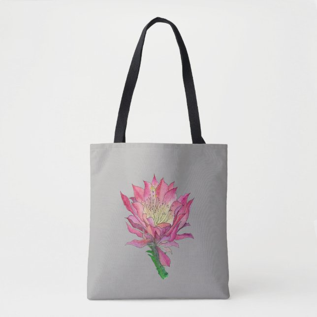 Watercolor-rosa Kaktus-Blumen-Druck-Tasche (Vorderseite)