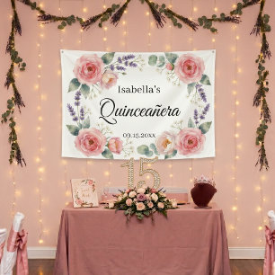 Watercolor Rosa Lavendel Quinceañera Banner