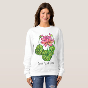 Watercolor-rosa Lotos mit den Knospen u. Blätter Sweatshirt