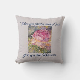 Watercolor-rosa Rosen-Liebe-Poesiethrow-Kissen Kissen