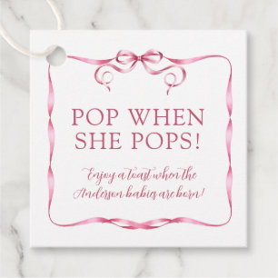 Watercolor Rosa Schleifen-Pop, wenn sie platzt Geschenkanhänger