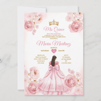 Watercolor Rosa Schleifenbögen Mis Quince Einladung