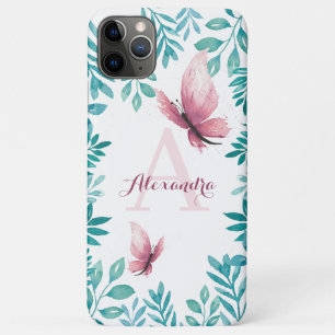 Watercolor rosa Schmetterling, individueller Name Case-Mate iPhone Hülle