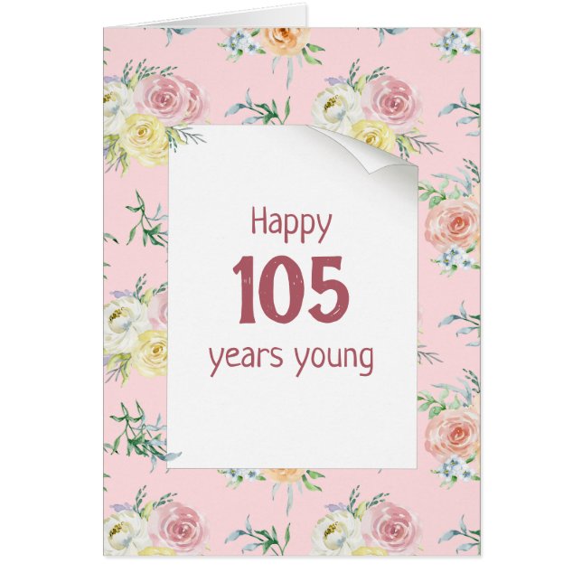 Watercolor Rose 105th Birthday Card (Vorne)
