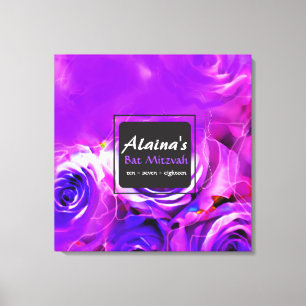 WATERCOLOR ROSE Bat Mitzvah Memory Sign-In-Board Leinwanddruck