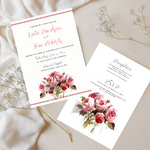 Watercolor Rose Bouquet Einladung zur Hochzeit
