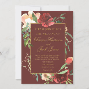 Watercolor Rose Bouquet Rahmen Einladung