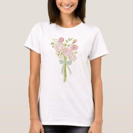 Watercolor Rose Bouquet with Ribbon T-Shirt