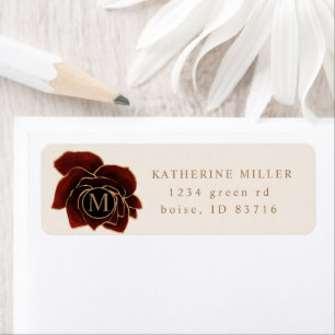 Watercolor Rose Gold Burgund Rücksendeadresse-Labe