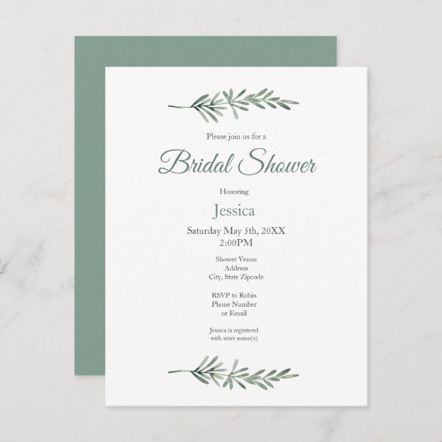 Watercolor Rosemary Einladung (Vorne/Hinten)