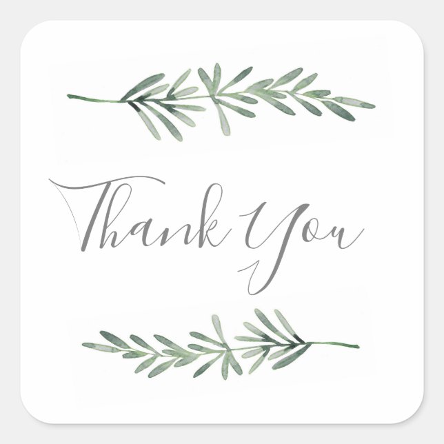 Watercolor Rosemary Quadratischer Aufkleber (Vorderseite)