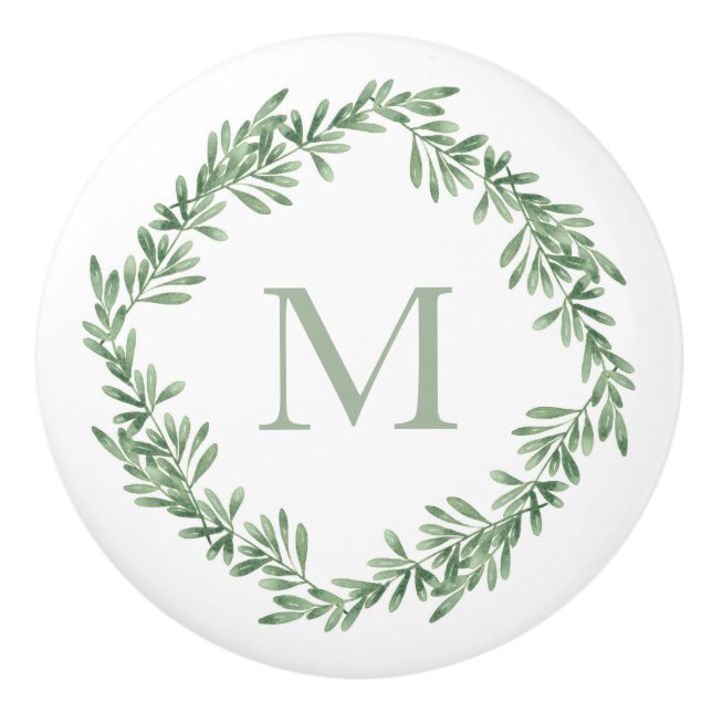 Watercolor Rosemary Wreath Keramikknauf (Vorderseite)