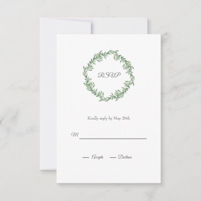 Watercolor Rosemary Wreath RSVP Karte (Vorderseite)