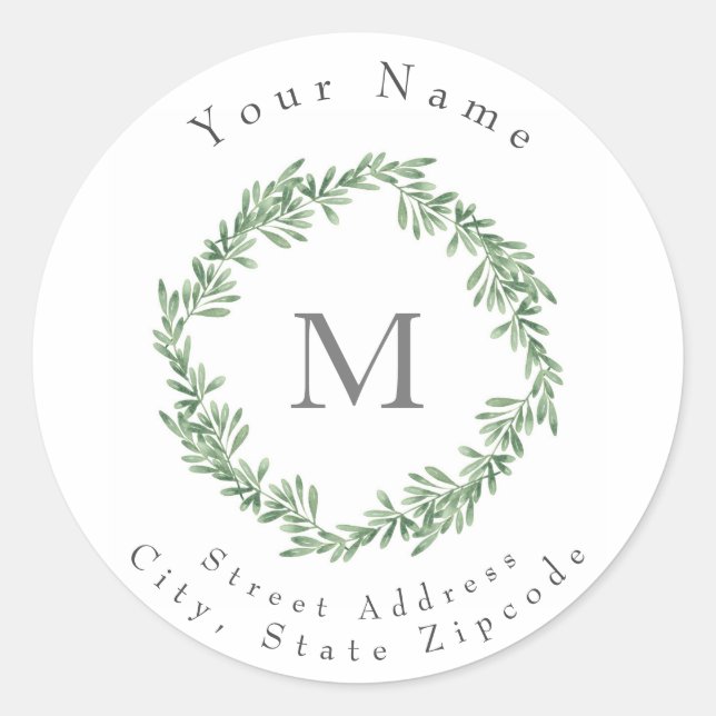 Watercolor Rosemary Wreath Runder Aufkleber (Vorderseite)
