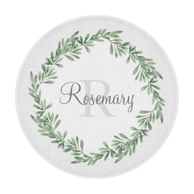 Watercolor Rosemary Wreath Schneidebrett (Vorderseite)