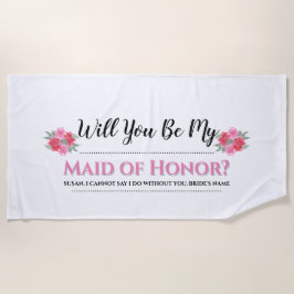 Watercolor-Rosen-Blumenhochzeit der Mädchen-Ehre| Strandtuch