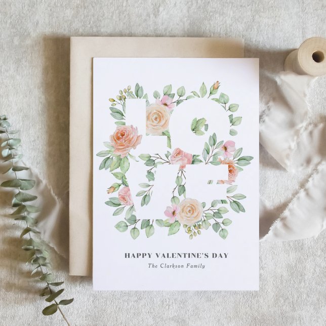 Watercolor Roses and Greenery Valentine's Day Karte (Von Creator hochgeladen)