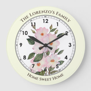Watercolor Roses Ballerina Floral Illustration Große Wanduhr