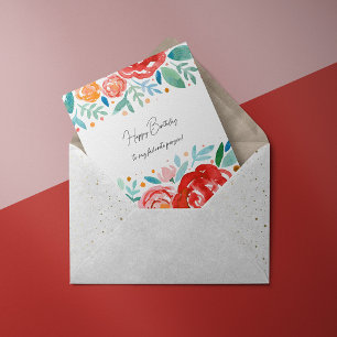 Watercolor roses Birthday Card Feiertagskarte