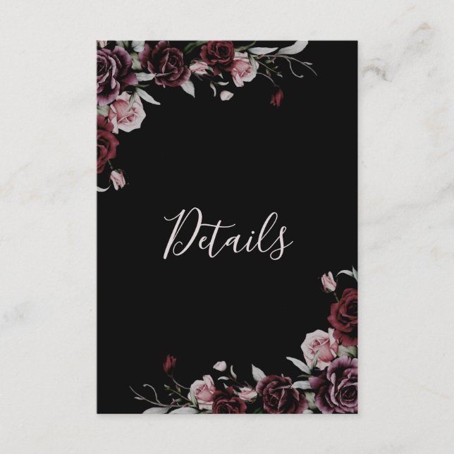 Watercolor Roses Black Floral Details Begleitkarte (Vorderseite)