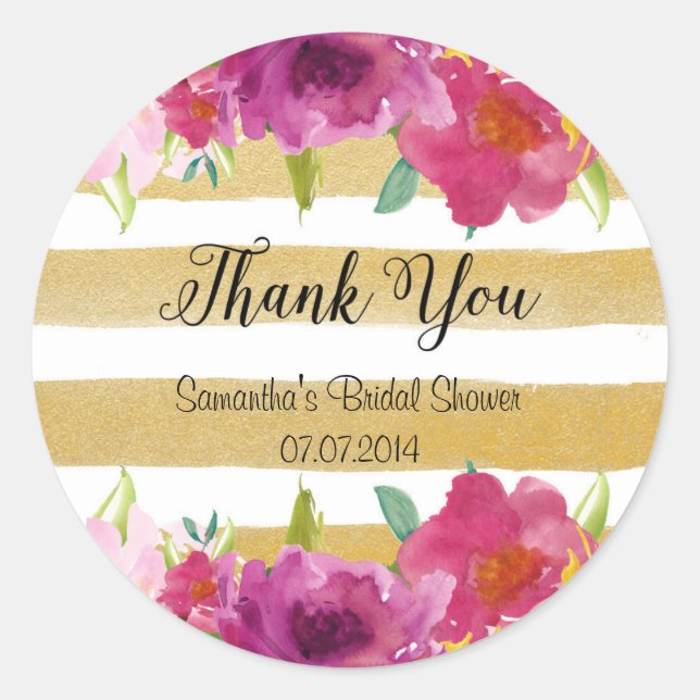 Watercolor Roses Bridal Shower Sticker (Vorderseite)