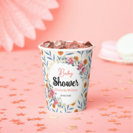 Watercolor Roses & Eucalyptus Baby Shower Pappbecher