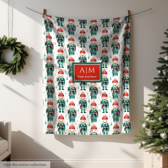 Watercolor Rot grüne Weihnachtskitschiger Decke (Watercolor red green Christmas nutcrackers blanket)