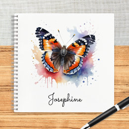 Watercolor Roter Admiral Schmetterling Personalisi Notizbuch