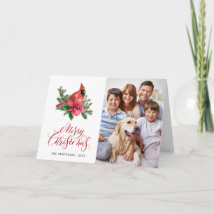 Watercolor Roter Kardinal Weihnachtsgrüße FOTO Feiertagskarte