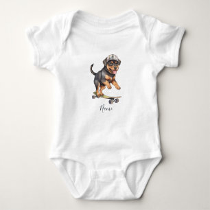 Watercolor Rottweiler Baby Bodysuit Baby Strampler