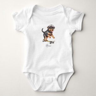 Watercolor Rottweiler Baby Bodysuit Strampler