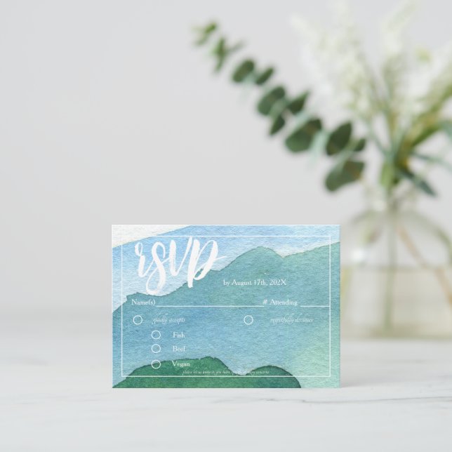 Watercolor RSVP Card-Umschließungskarte für die Ho Begleitkarte (Stehend Vorderseite)