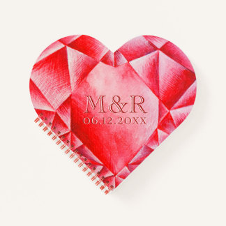 Watercolor Ruby Heart 40. Hochzeitstag Notizbuch