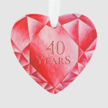 Watercolor Ruby Heart 40. Hochzeitstag