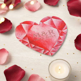 Watercolor Ruby Heart 40. Hochzeitstag Untersetzer