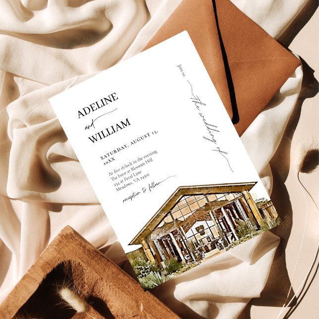 Watercolor Rustic Barn Wedding Invitation Elegant Einladung (Von Creator hochgeladen)