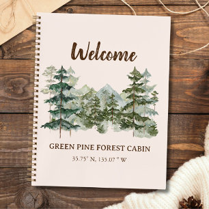 Watercolor Rustic Forest Ferienhaus-Gästebuch Notizbuch