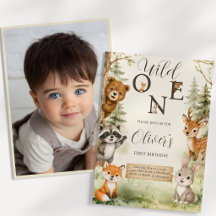 Watercolor Rustic Woodland Wild One 1. Geburtstag