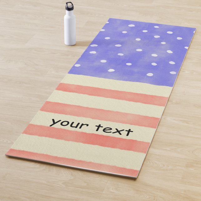 Watercolor rustikal USA Flagge Custom Text Yogamatte (Beispiel)