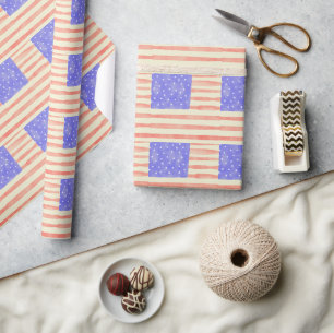 Watercolor rustikal USA Flaggenmuster Geschenkpapier