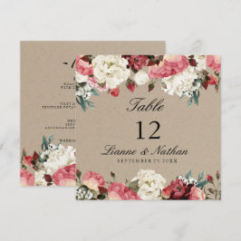 Watercolor Rustikale Peony Floral Table + Menü Car Einladung