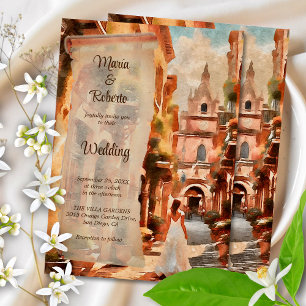 Watercolor Rustikale Stadt Mexikanische Hochzeitsf Einladung