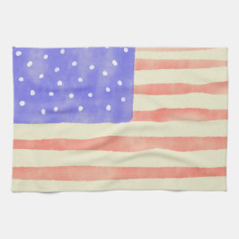 Watercolor rustikale US-Flagge Geschirrtuch
